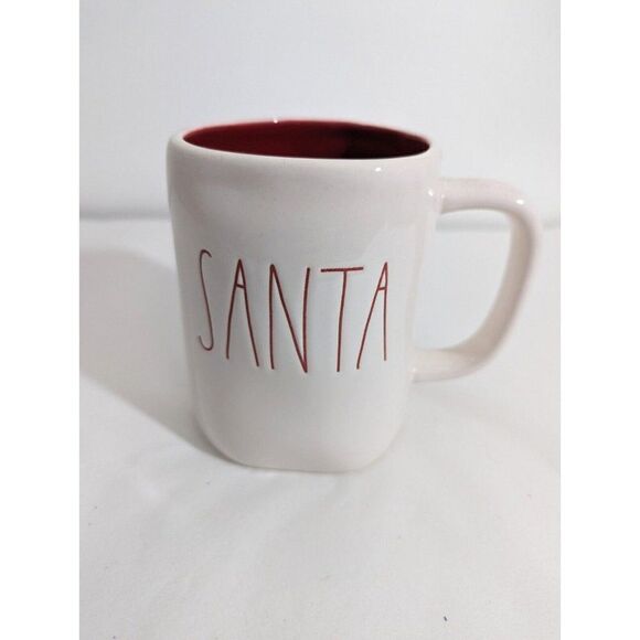 RAE‎ DUNN White Red SANTA Large Christmas Holiday Magenta Ceramic MUG NWOT - Picture 1 of 6